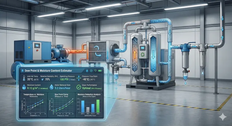 Compressed-air system with dryer and dew point monitoring